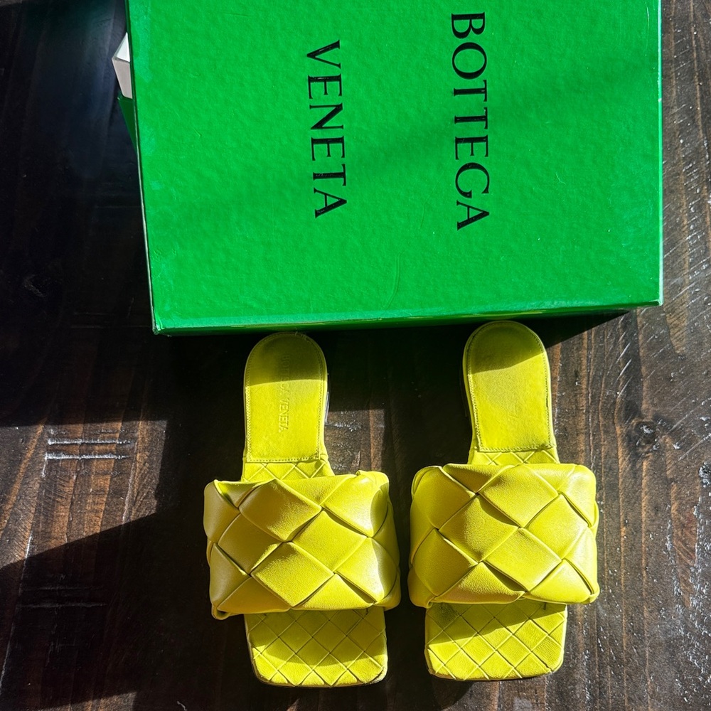 Bottega Veneta Bright Yellow Quilted Slides